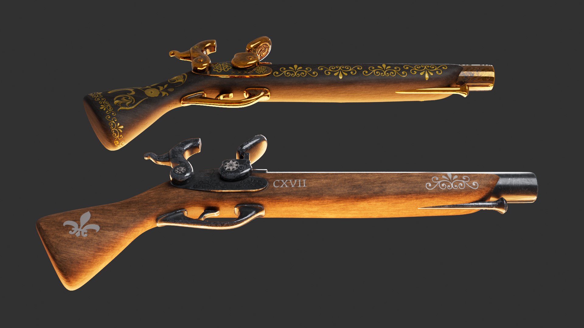 Pirate Hand Guns Model - TurboSquid 2079809