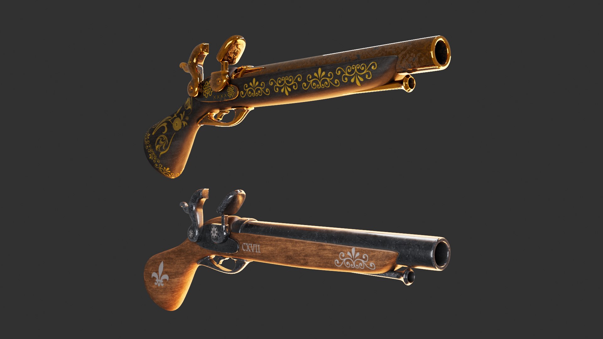 Pirate Hand Guns Model - TurboSquid 2079809