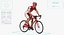 3D bicyclist red suit riding