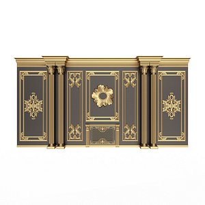 Boiserie Classic Wall with Mouldings 011 Black 3D model