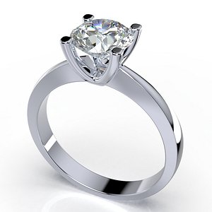 Engagement Solitaire Diamond Ring CAD Design-CC122SR 3D Model
