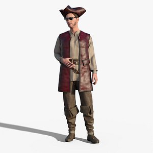 3D Pirate Rigged Low-poly 3D model