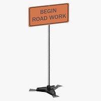 Road Work Sign Begin Clean and Dirty