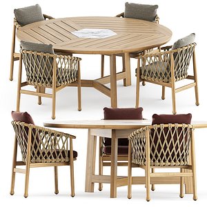 Ginestra outdoor chairs and round table 3D model