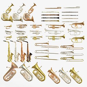 3D Wind Musical Instrument 53 Instruments 3D model
