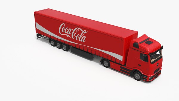 Caminhão elétrico Mercedes com reboque Coca-Cola Modelo 3D