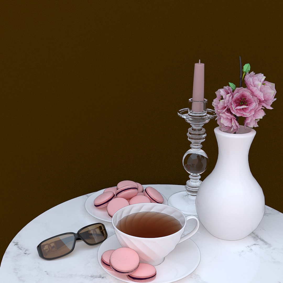 Macaron Tea Set Model - TurboSquid 1169063
