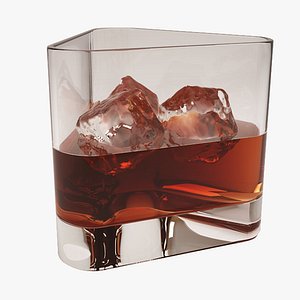 3d glass whiskey ice cubes model