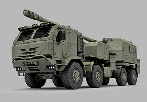 Hanwha K9MH 155mm Wheeled Self-Propelled Howitzer 3D model