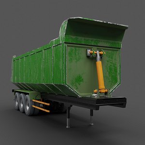 Dusty agricultural trailer 3D model low poly 3D model