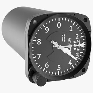 Aircraft Altimeter United Instruments Dial Black Rigged model