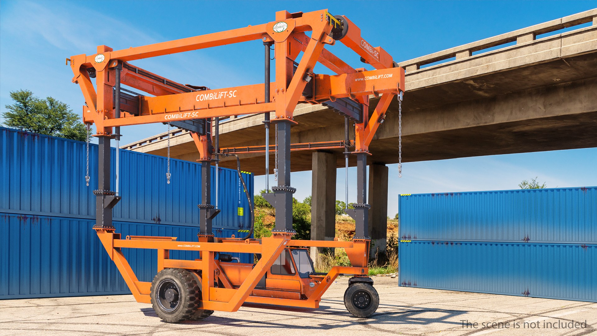 Combi-SC Range Straddle Carrier Dirty Rigged 3D model preview