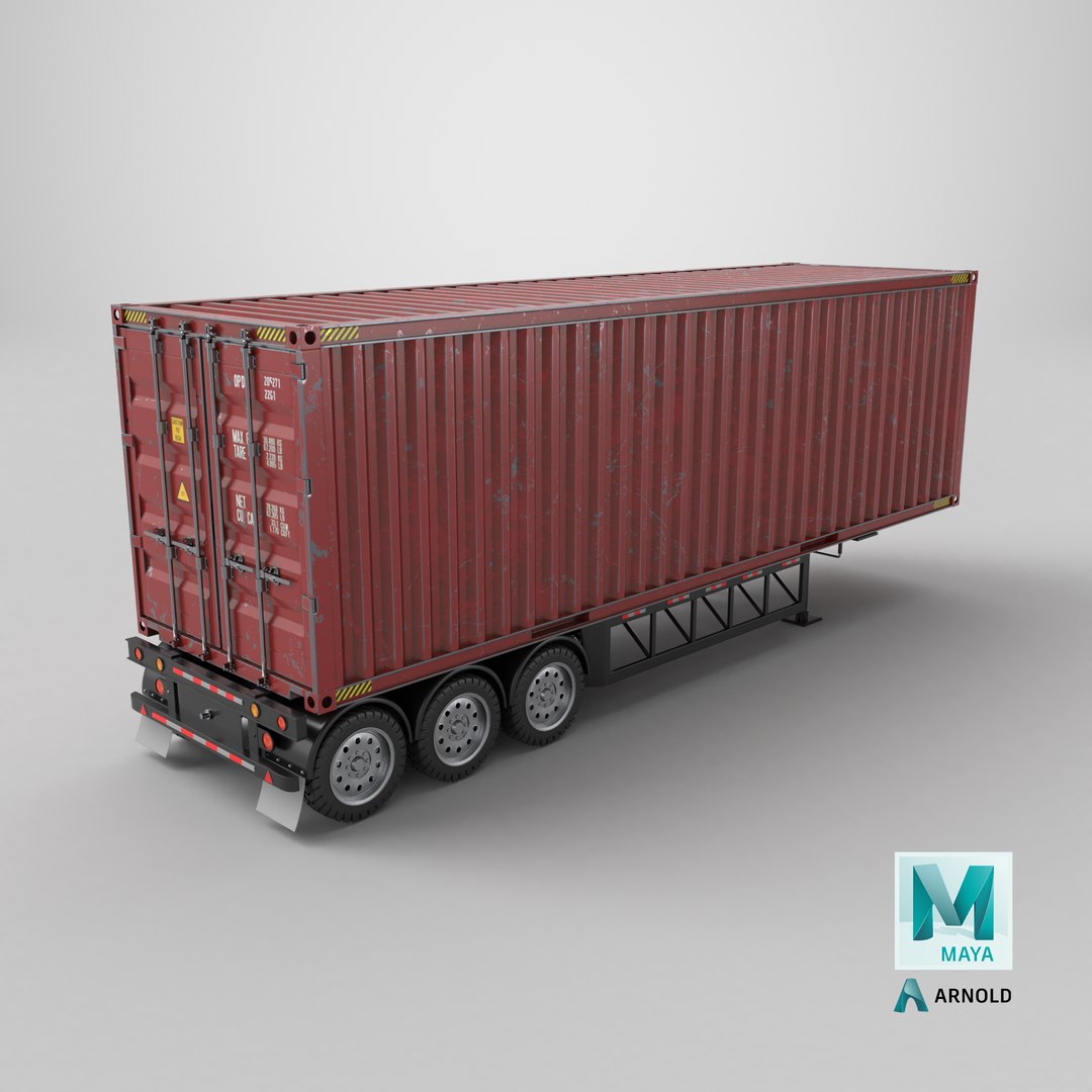 Detailed Container Trailer Semi Truck 3D Model - TurboSquid 2226385