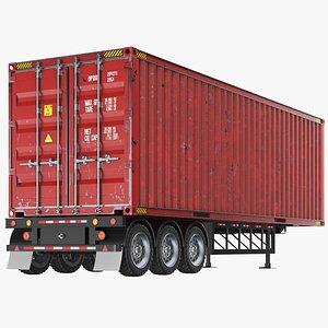 Detailed Container Trailer Semi Truck