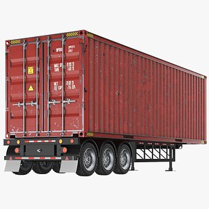 Detailed Container Trailer Semi Truck