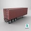 Detailed Container Trailer Semi Truck 3D model