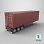 Detailed Container Trailer Semi Truck 3D model