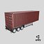 Detailed Container Trailer Semi Truck 3D model