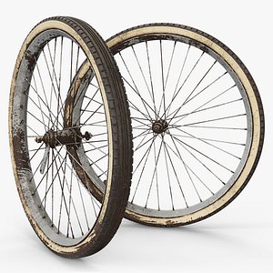 Vintage Bicycle Wheel Set Beige Used Dirty