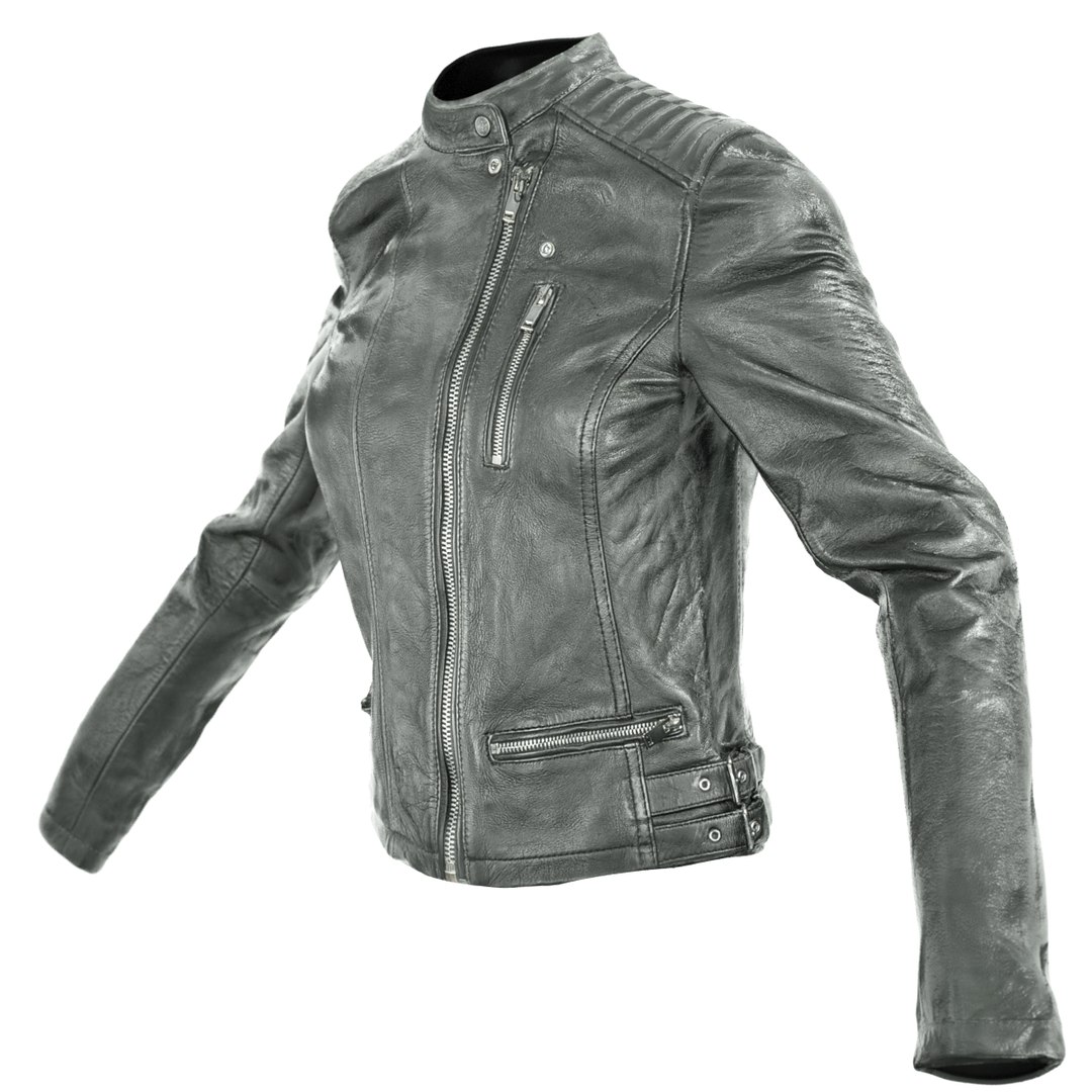 black leather jacket closed obj