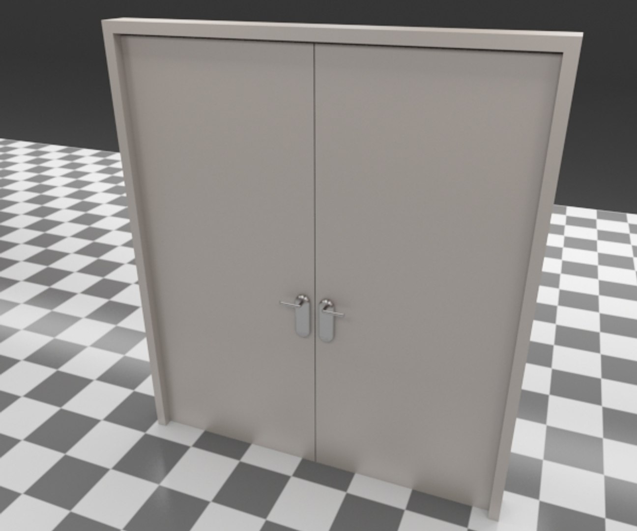 Rigged Double Door - 3d Model