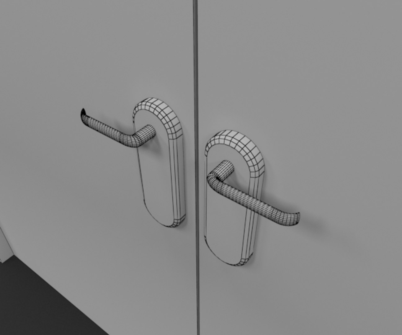 Rigged Double Door - 3d Model