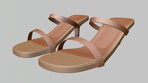 Round-Toe Double-Straps Kitten-Heel Slide Sandals 01
