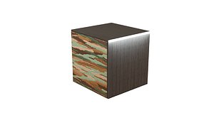Modern elegant cube table with wooden modules and decorative fabric