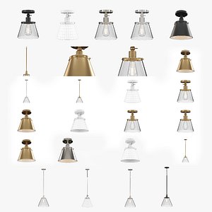 Hinton Flush Mount Pendant Ceiling Light Collection 3D model