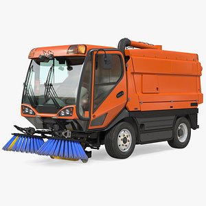 3D road sweeper vehicle rigged model