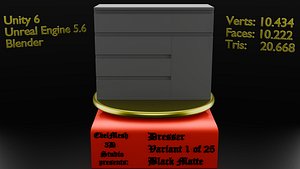 3D Dresser Variant  1 of 25 Black Matte