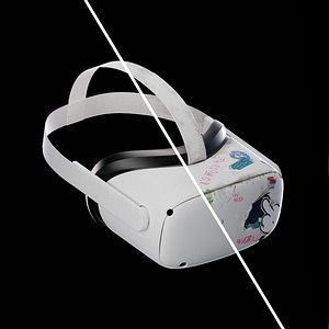 Oculus Quest 2 Headset VR 3D model Custom textures Low-poly