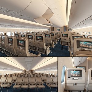 Boeing 777 - 300ER Economy Class Cabin Interior