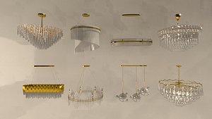 3d Chandelier and lamp model collection