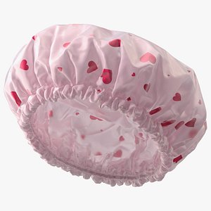 3D Satin Lined Shower Cap Pink Transparent