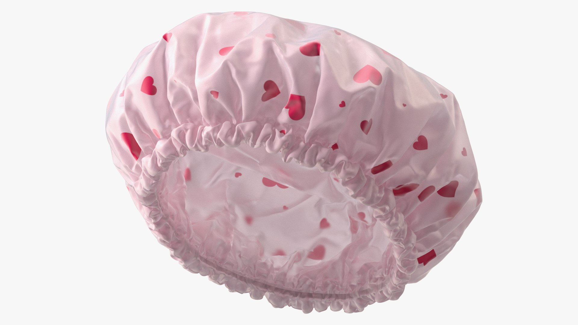 Satin Lined Shower Cap Pink Transparent 3D model preview