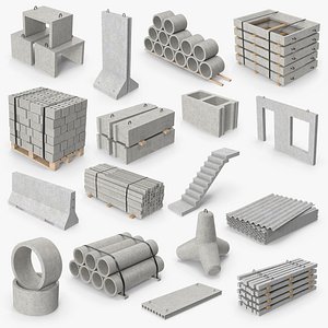 3D Concrete Building Materials Collection