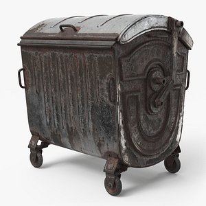Metal Garbage Container Rusted - PBR