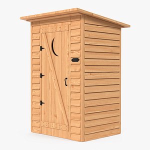 new wooden outhouse toilet 3D