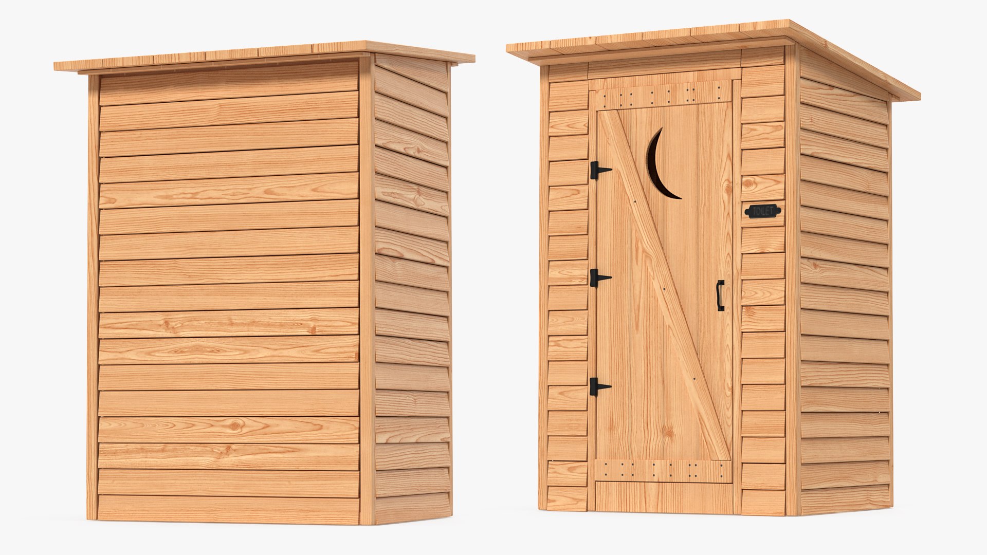 New Wooden Outhouse Toilet 3D model preview