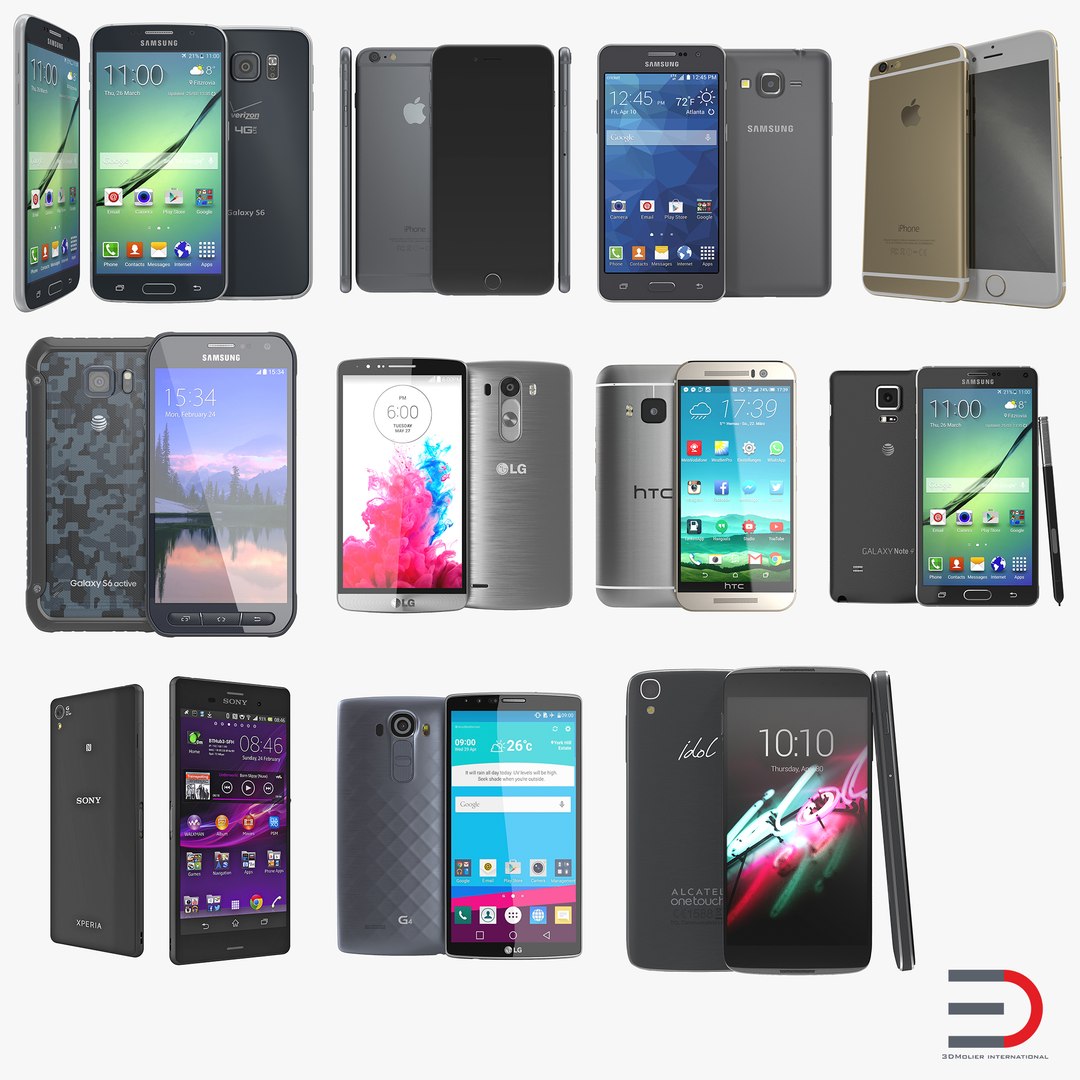 Cell Phones Collection 3D model preview
