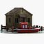 Wooden Lake House and Boat