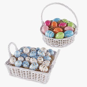 White Easter Eggs Baskets