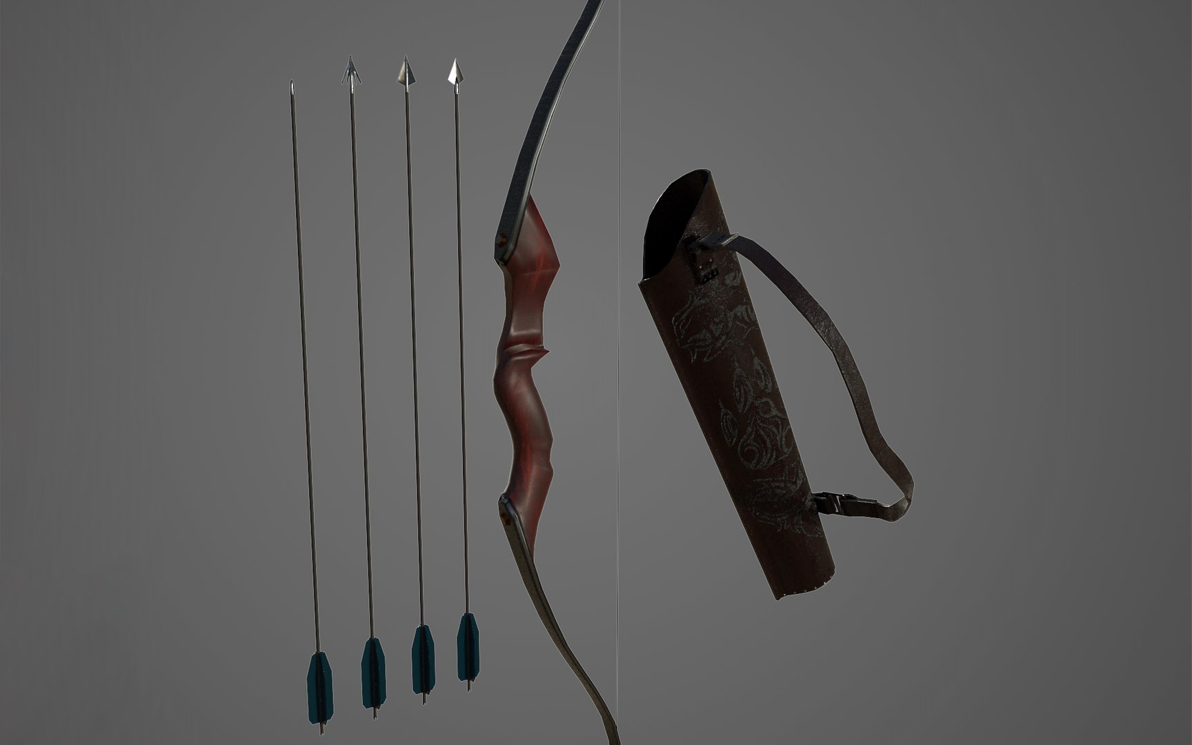 3D Model Bow Quiver Arrows - TurboSquid 1285491