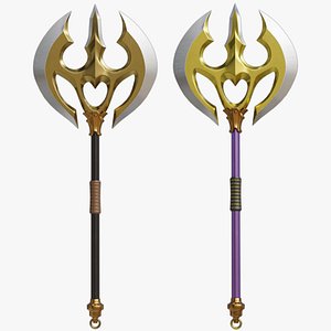 Golden and Bronze Battle Axe All PBE Unity UE Textures