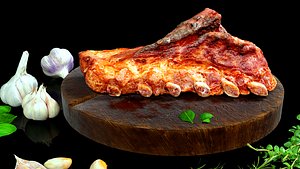 Meat on the bone fried with all textures and materials 3D