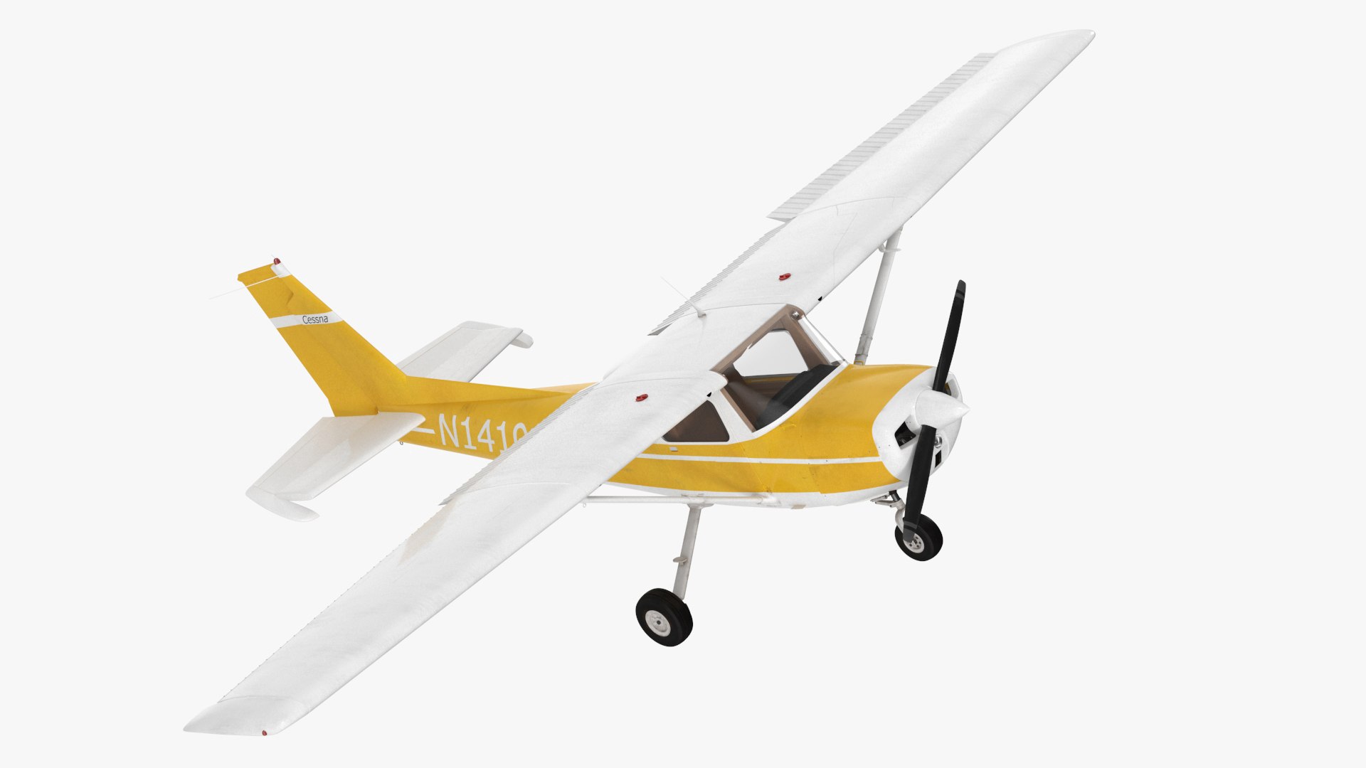 Private Single Engine Propeller Aircraft Cessna 150 Rigged for Cinema 4D 3D model preview