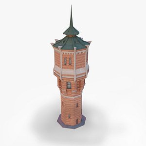 The water tower is large brick Industrial building 3D
