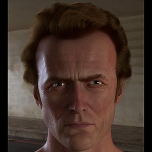 3D head clint eastwood hair model