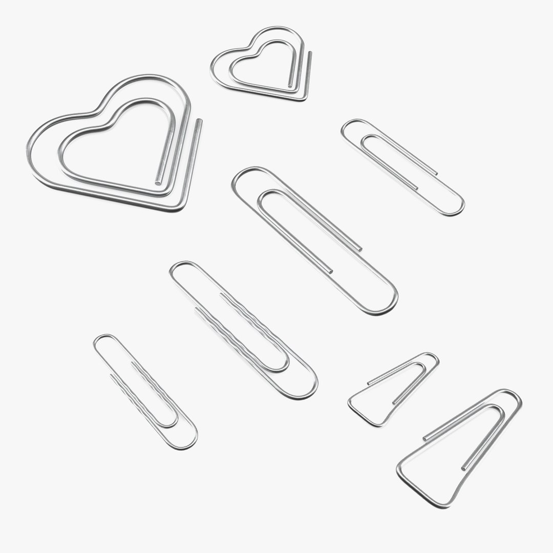 Metal Paper Clips Collection 3D model preview